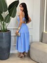 vestido midi amarração nas costas ravilla 340555 m, azul