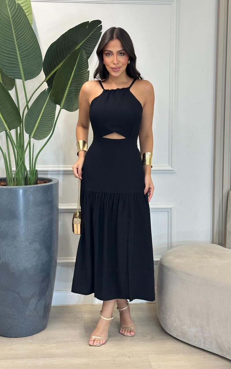 vestido midi amarração nas costas ravilla 340555 m, azul