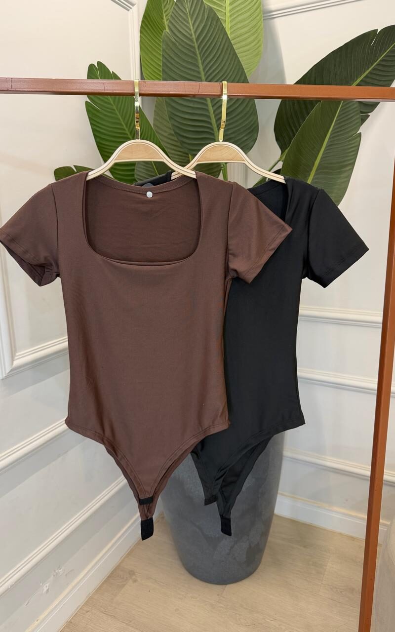 body gola quadrada manga curta 331015 m, marrom