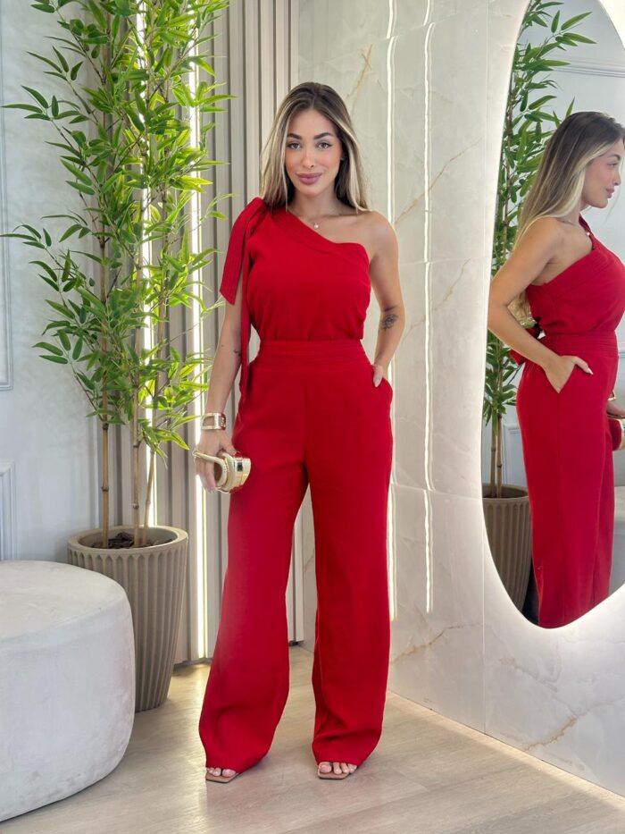 conjunto blusa assimétrica e calça angela 329285