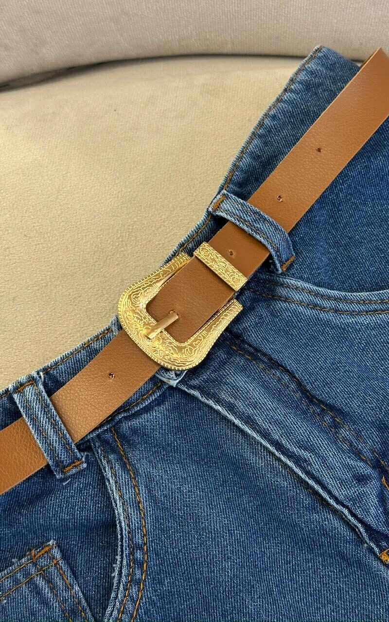 shorts jeans com cinto com fivela alexandra 334775