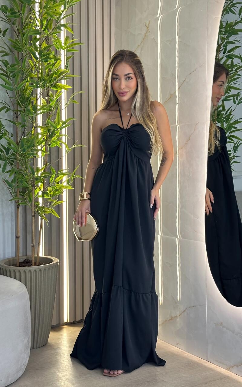 vestido longo amarração no pescoço bia 123995