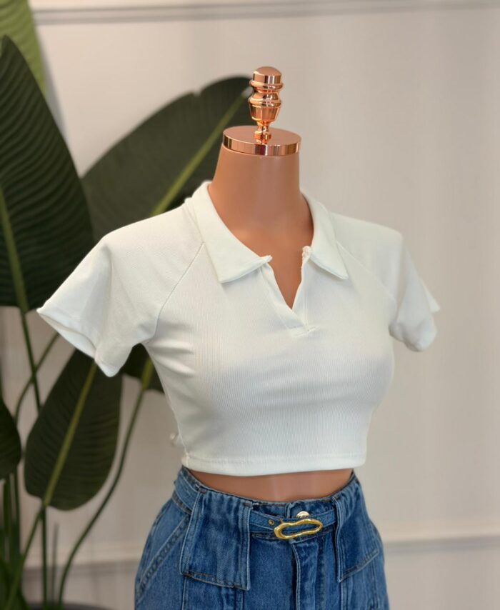 cropped gola polo elisa 344265 Único, preto cropped gola polo elisa 344265 Único, preto