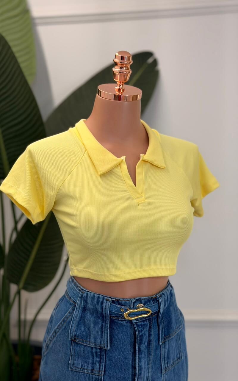 cropped gola polo elisa 344265 Único, azul