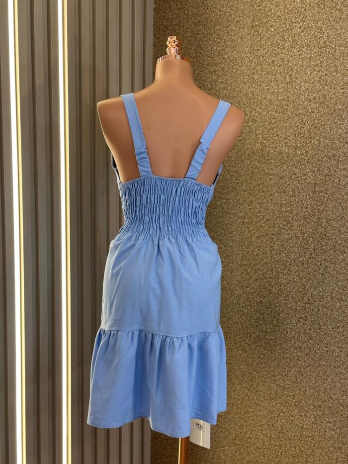 vestido curto alças grossas azul flora 337165 vestido curto alças grossas azul flora 337165