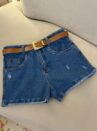 shorts jeans com cinto com fivela alexandra 334775