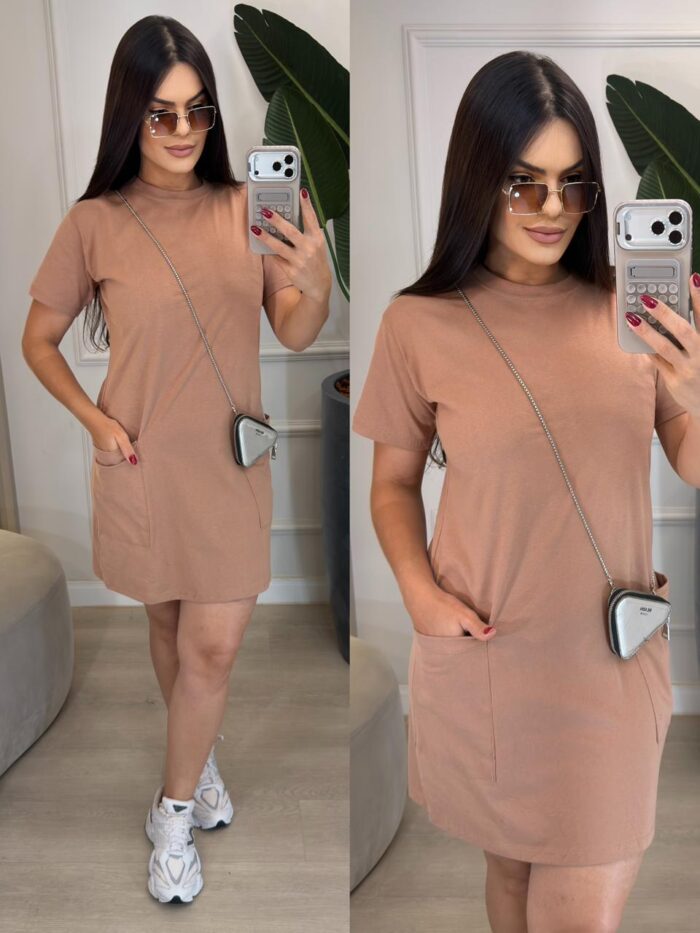 vestido curto lara 338195 m, marrom