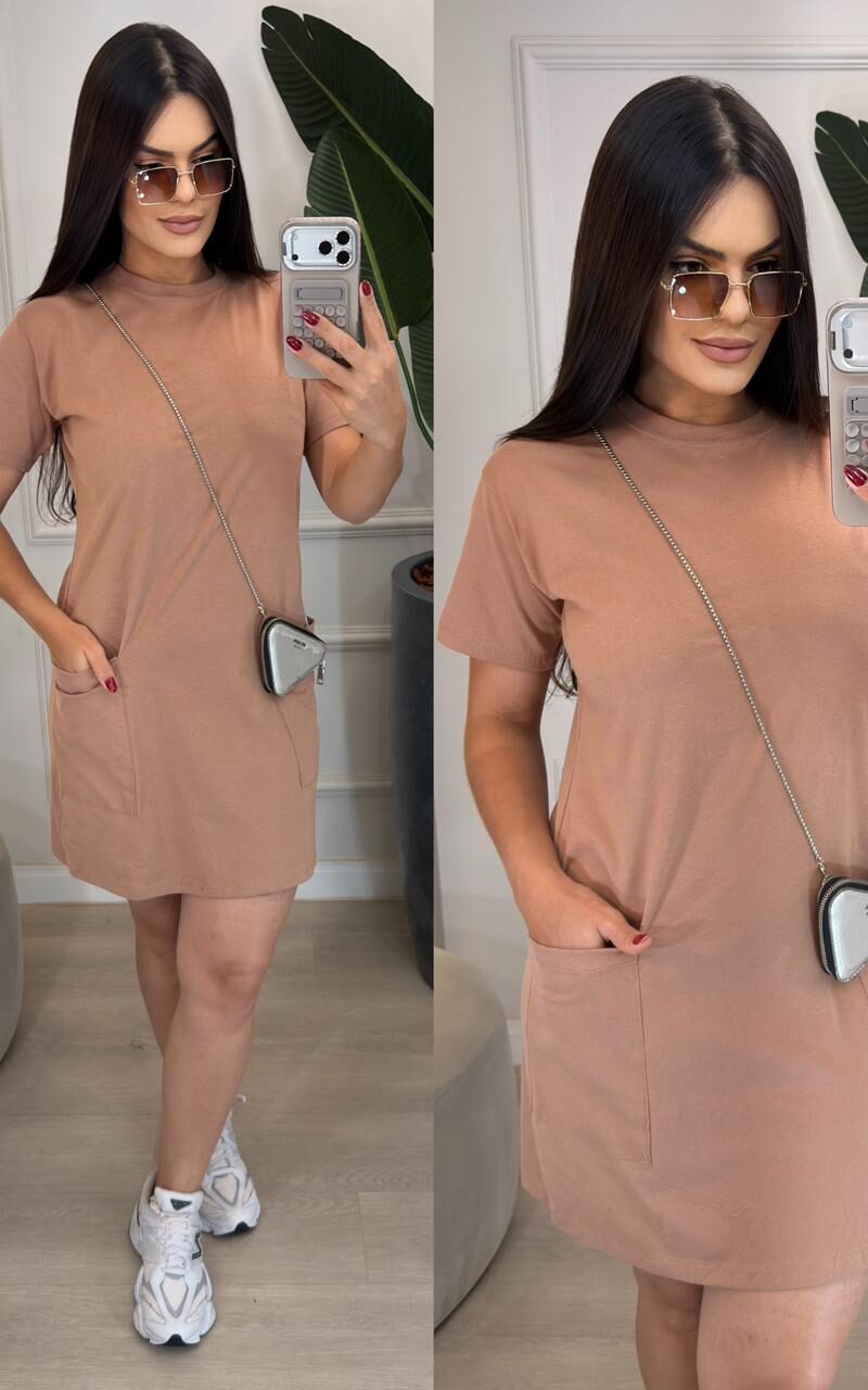 vestido curto lara 338195 m, marrom