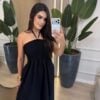 vestido elegance lastex "preto"