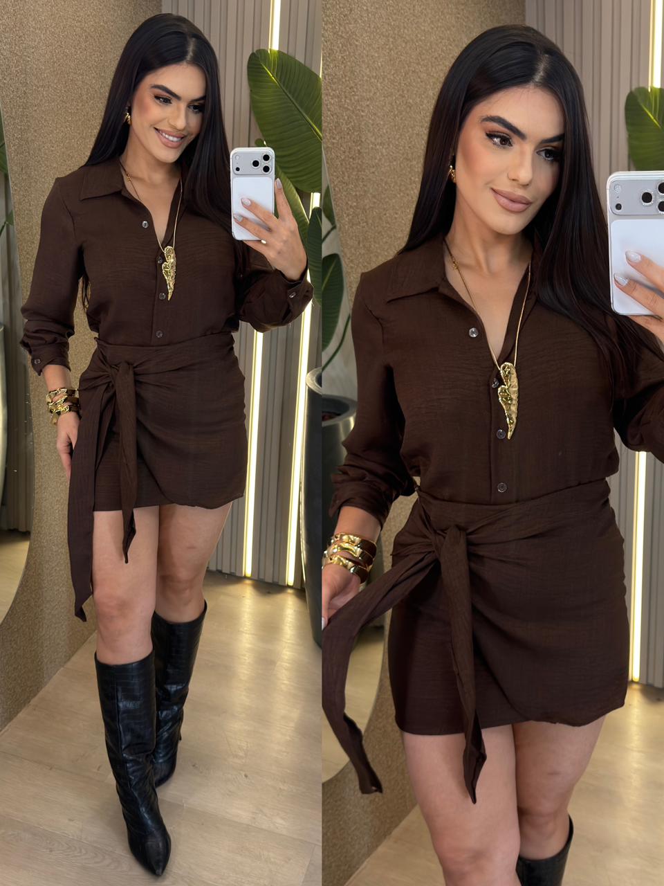 conjunto diva moderna "marrom"