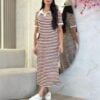 vestido mid brisa de mar serena marrom