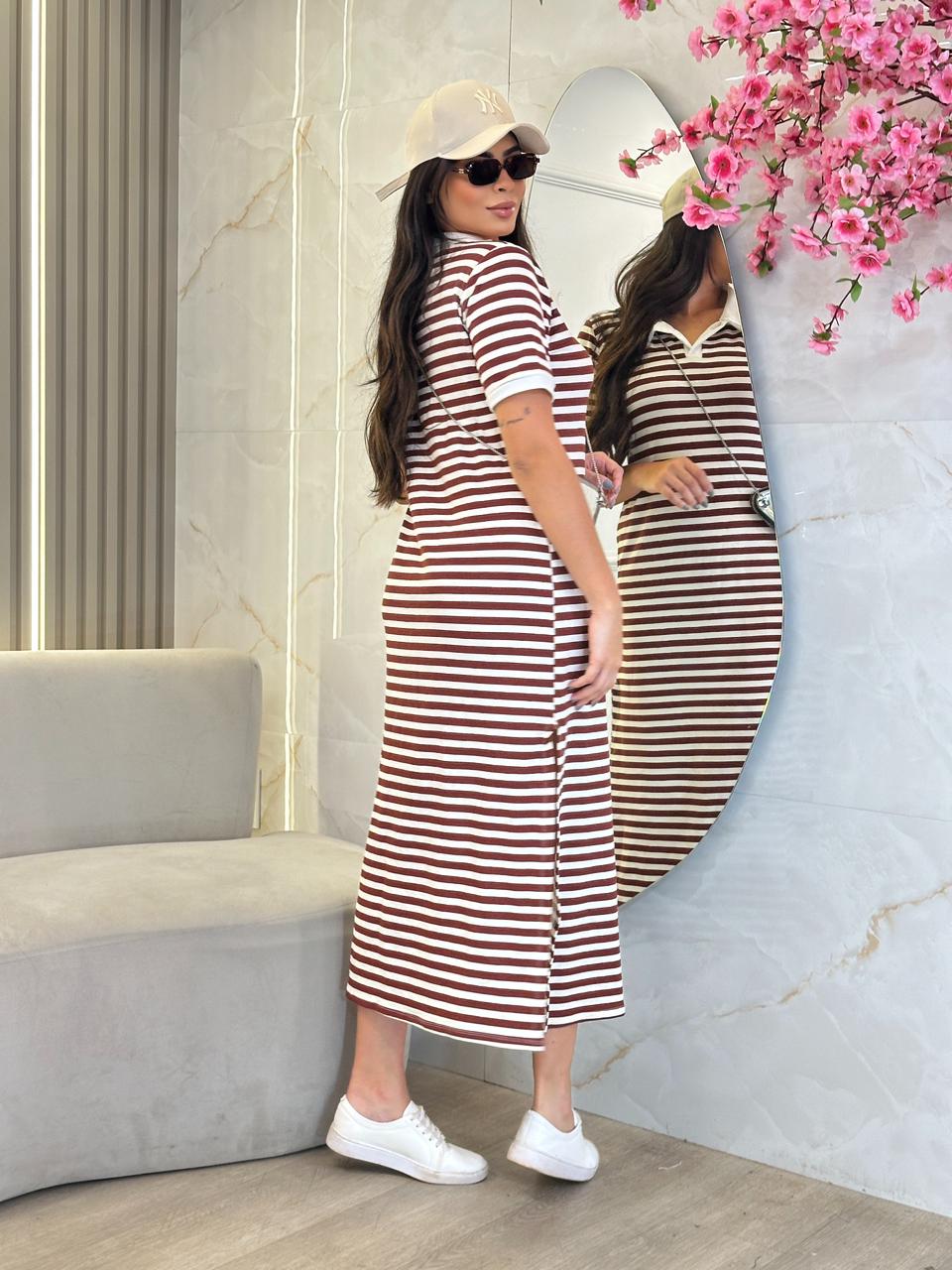 vestido mid brisa de mar serena marrom