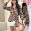 CHEMISE MAIS ENVELOPE FRANJA BIANCA MARROM CLARO