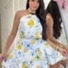 vestido curto estampa de limÃo