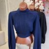 cropped gola alta plissado clara xadrez