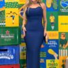 vestido mid com fenda lateral aurora azul marinho