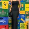 vestido mid com fenda lateral aurora preto