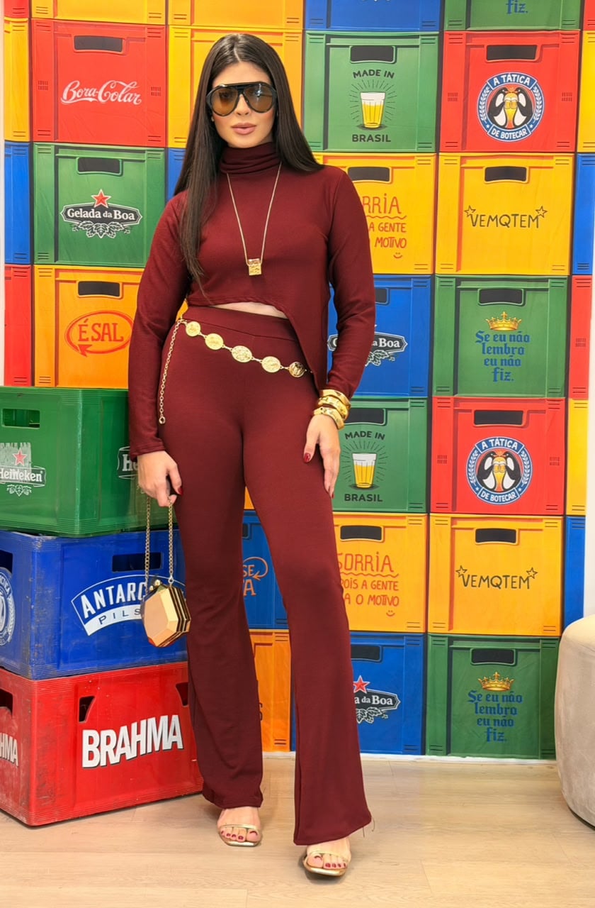 conjunto 2 peÇas assimÉtrico karol marsala