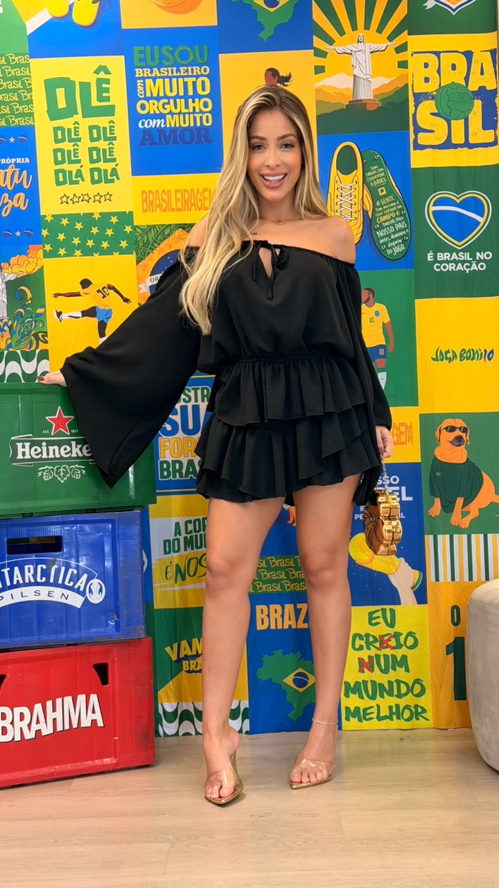 conjunto 2 peÇas ombro a ombro preto