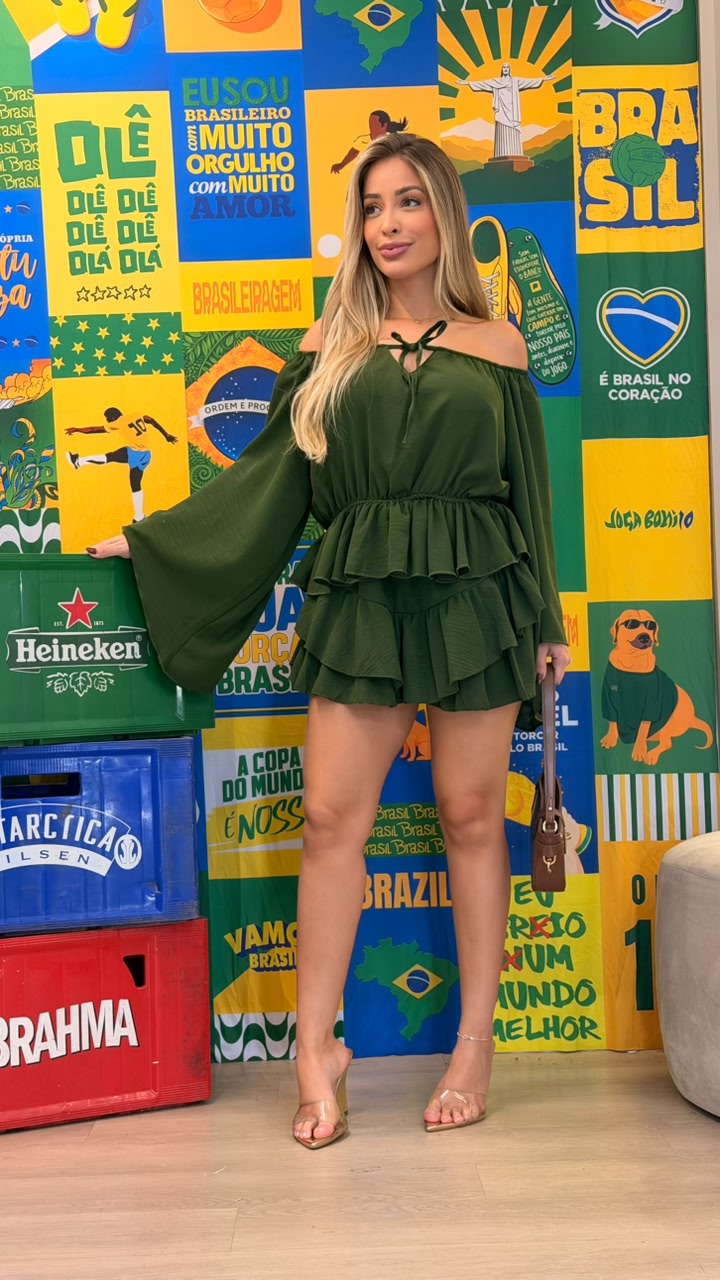 conjunto 2 peÇas ombro a ombro verde