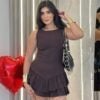 vestido curto com babadinho marrom vestido curto com babadinho marrom