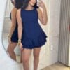 vestido curto com babadinho preto