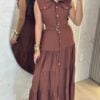 vestido mid com botÕes lorrayne preto vestido mid com botÕes lorrayne preto