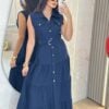 vestido mid com botÕes lorrayne preto vestido mid com botÕes lorrayne preto