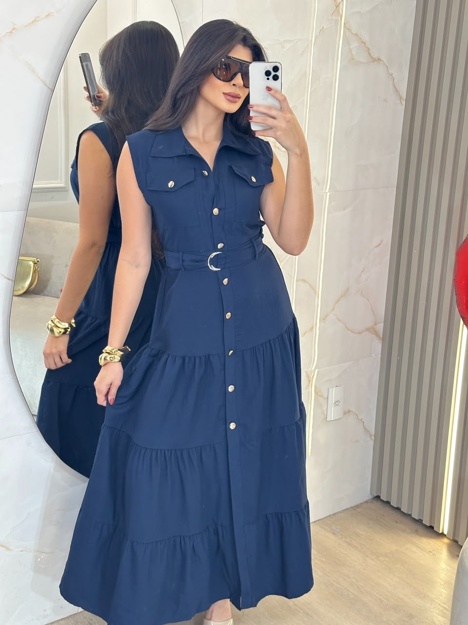 vestido mid com botÕes lorrayne preto