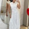 vestido mid com botÕes lorrayne preto
