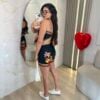 conjunto flora laranja com tucano