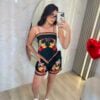 conjunto flora laranja com tucano