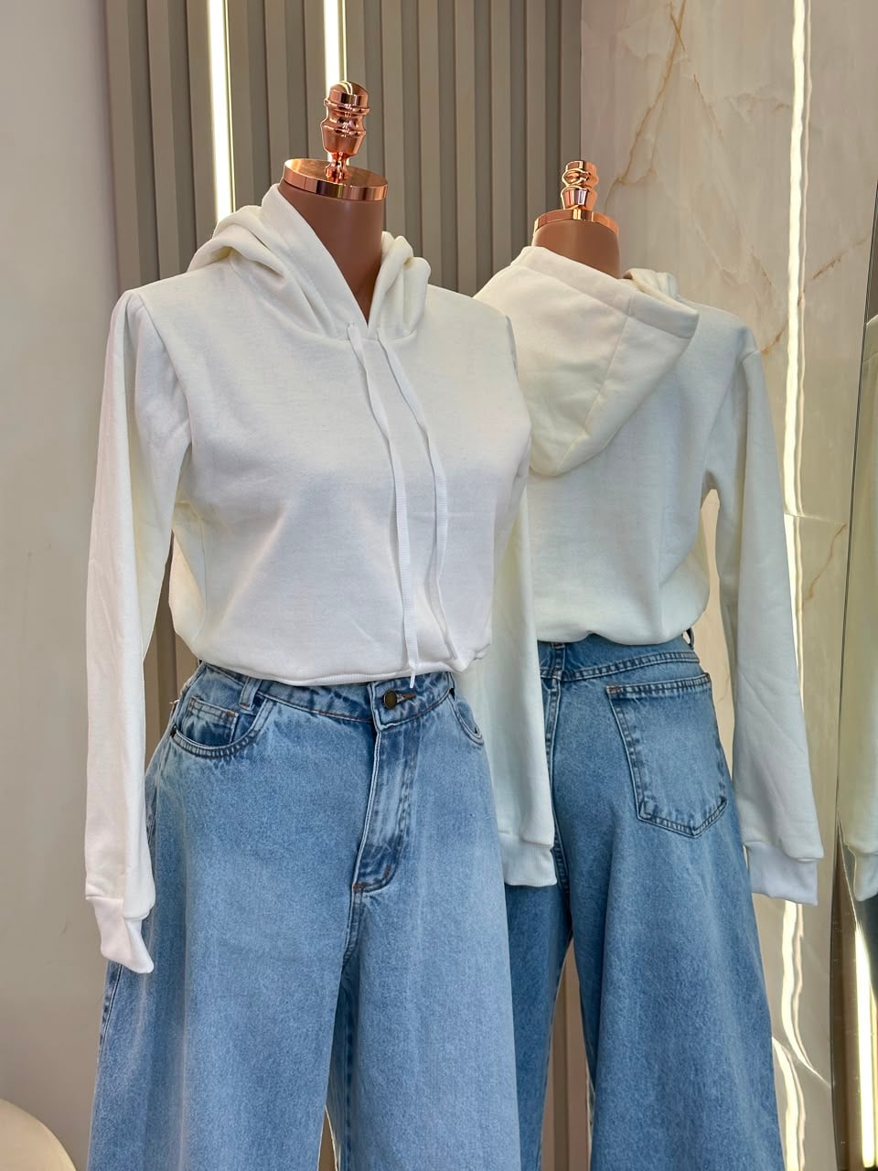 cropped moletom com capuz flanelado azul marinho
